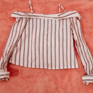 Forever 21 off shoulder red/white striped shirt
